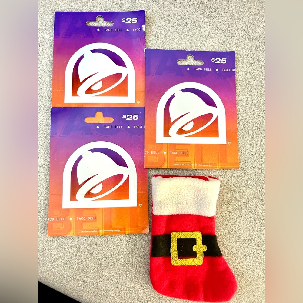 Taco Bell Gift Card Set with Festive Red Stocking